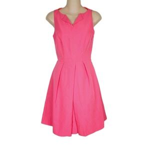 Ted Baker‎ Pink Fit Flare Dress 0 Sleeveless Collared A-Line Sleeveless Preppy
